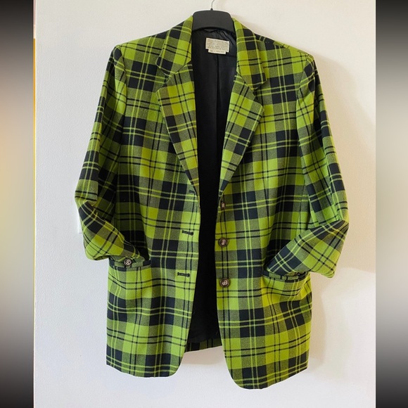 Apple Green Plaid & Black Blazer - Picture 2 of 8